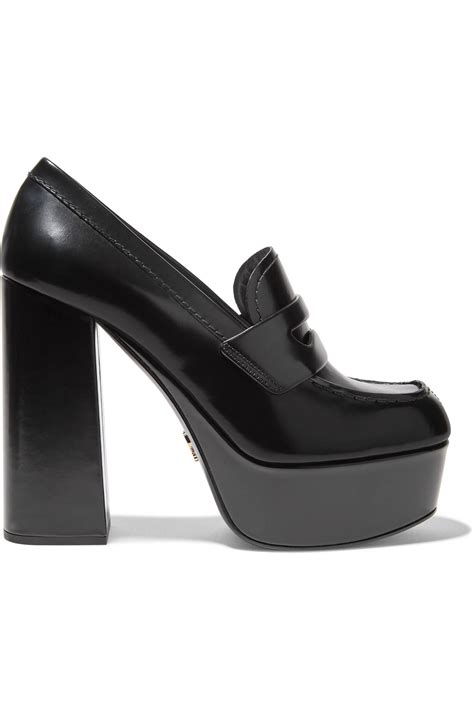 women prada platform loafers|Prada black loafers women.